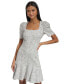 Фото #4 товара Women's Puff-Sleeve Tweed A-Line Dress