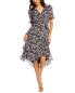 Maison Tara Short Sleeve Printed Chiffon Dress Women's