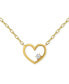 Cubic Zirconia Accent Open Heart Pendant Necklace in Sterling Silver, 16" + 2" extender, Created for Macy's