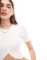 Фото #3 товара ONLY ribbed cross front crop top in cream