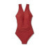 Women's Ring Crossover Ruched Full Coverage One Piece Swimsuit - Kona Sol Red L