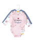 ფოტო #2 პროდუქტის Baby Girls Cotton Long-Sleeve Bodysuits, Perfect Mommy 3-Pack