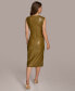 Фото #2 товара Donna Karan Women's Faux-Leather Side-Ruched Dress