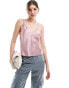 ASOS DESIGN satin v neck cami in pink