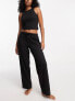 ASOS DESIGN mix & match cotton racer front pyjama vest in black