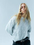 Фото #3 товара ASOS DESIGN knitted jumper with textured stitch in wool blend in grey