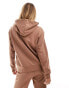 Armani EA7 centre logo hoodie in brown CO-ORD