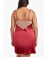 Фото #2 товара Jenna Plus Size Contrast Nude and Burgundy Satin Chemise