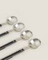 Set of steel dessert spoons with hexagonal handle