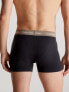 Calvin Klein cotton stretch trunks 3 pack in black with coloured waistband