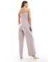 ASOS DESIGN contrast panel wide leg jumpsuit in stone