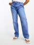 ASOS DESIGN Curve slim straight jeans in mid wash blue