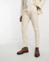 ASOS DESIGN wedding skinny suit trouser in linen mix in gingham in camel W28 L32 - фото #2