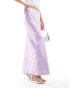 Фото #5 товара Miss Selfridge satin trim detail bias maxi skirt in lilac