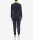 ფოტო #2 პროდუქტის Women's Faux Leather Stripe Velour 2 Piece Tracksuit Set