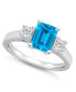 Blue Topaz and Diamond Ring (2 ct.t.w and 1/4 ct.t.w) 14K White Gold