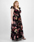 ფოტო #4 პროდუქტის Trendy Plus Size Floral-Print Ruffle-Strap Gown