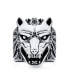 ფოტო #3 პროდუქტის Hunter Animal Norse Viking Warrior Signet Fierce Roaring Wolf Head Ring Oxidized .925 Sterling Silver