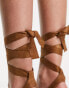 Фото #6 товара New Look suedette ankle tie platform heeled sandals in tan