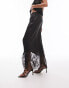 Topshop satin lace mix fishtail maxi skirt in black 34 - фото #8