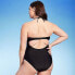 Women's Ring-Front Halter Bandeau One Piece Swimsuit - Shade & Shore Black XL
