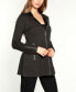 ფოტო #3 პროდუქტის Black Label Women's Faux-Leather Collared Sweater Jacket