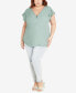 ფოტო #5 პროდუქტის Plus Size Zip Fling V-neck Top