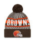Фото #1 товара Men's Brown Cleveland Browns Striped Cuffed Knit Hat with Pom