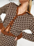 Фото #3 товара & Other Stories co-ord wool blend knitted cardigan in brown jacquard