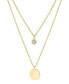 ფოტო #2 პროდუქტის Double Layered 16" + 2" Cubic Zirconia Solitaire and 10mm Disc Chain Necklace in Gold Over Sterling Silver