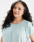 Plus Size Gathered Scoop-Neck Flutter-Sleeve Top, Created for Macy's