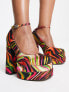 ASOS DESIGN Wide Fit Pistol double platform heeled shoes in multi