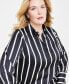 Фото #5 товара Plus Size Striped Button-Down Bell-Sleeve Shirt