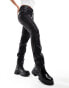 ONLY Riley high waisted coated straight leg jeans in black