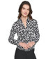 Women's Geo-Print Faux-Wrap Top Black & Soft White, L - фото #5