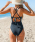 Women's Wrap Front Plunge Cutout Back Tie One Piece Swimsuit