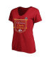 Фото #1 товара Women's Red Kansas City Chiefs Super Bowl LVIII Champions Plus Size On Top V-Neck T-shirt