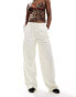 Фото #1 товара Object premium textured wide leg trousers in cream