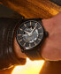 ფოტო #8 პროდუქტის Men's Swiss Automatic Multifort Skeleton Vertigo Black and Orange Fabric Strap Watch 42mm