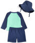 ფოტო #2 პროდუქტის Baby Boys Fish Rashguard, Swim Shorts and Hat, 3 Piece Set, Created for Macy's