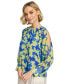 Фото #3 товара Women's Floral-Print Gathered Cold-Shoulder Blouse