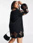 Фото #2 товара ASOS DESIGN Curve long sleeve mini smock dress with cross stitch embroidery in black