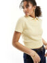 Фото #1 товара Stradivarius rustic knit polo top in buttermilk