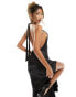 Фото #4 товара ASOS DESIGN strappy maxi dress with popper detail in black