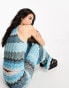 Only high neck vest top co-ord in blue glitter chevron print