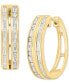 ფოტო #1 პროდუქტის EFFY® Diamond Baguette & Round Double Row Small Huggie Hoop Earrings (5/8 ct. t.w.) Earrings in 14k Gold, 0.75"