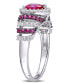 ფოტო #4 პროდუქტის Lab-Grown Ruby (1 1/3 ct. t.w.) and Lab-Grown White Sapphire (3/8 ct. t.w.) Heart Vintage Style Ring in Sterling Silver