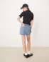 Фото #1 товара Abercrombie & Fitch lightweight denim mini cargo skirt in light wash blue