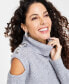 ფოტო #3 პროდუქტის Women's Turtleneck Cold-Shoulder Sweater, Created for Macy's