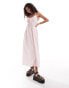 Reclaimed Vintage tie front maxi summer dress in pink stripe Розовый, XS - EU 32-34 - фото #1